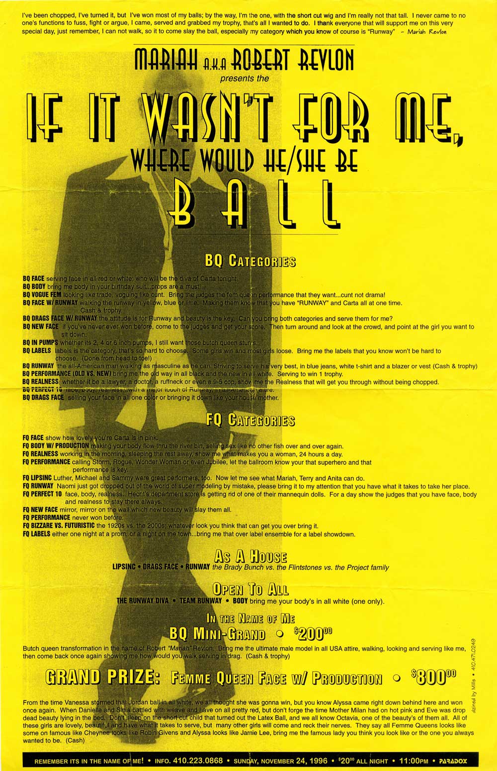 Flyer for an old ball competition