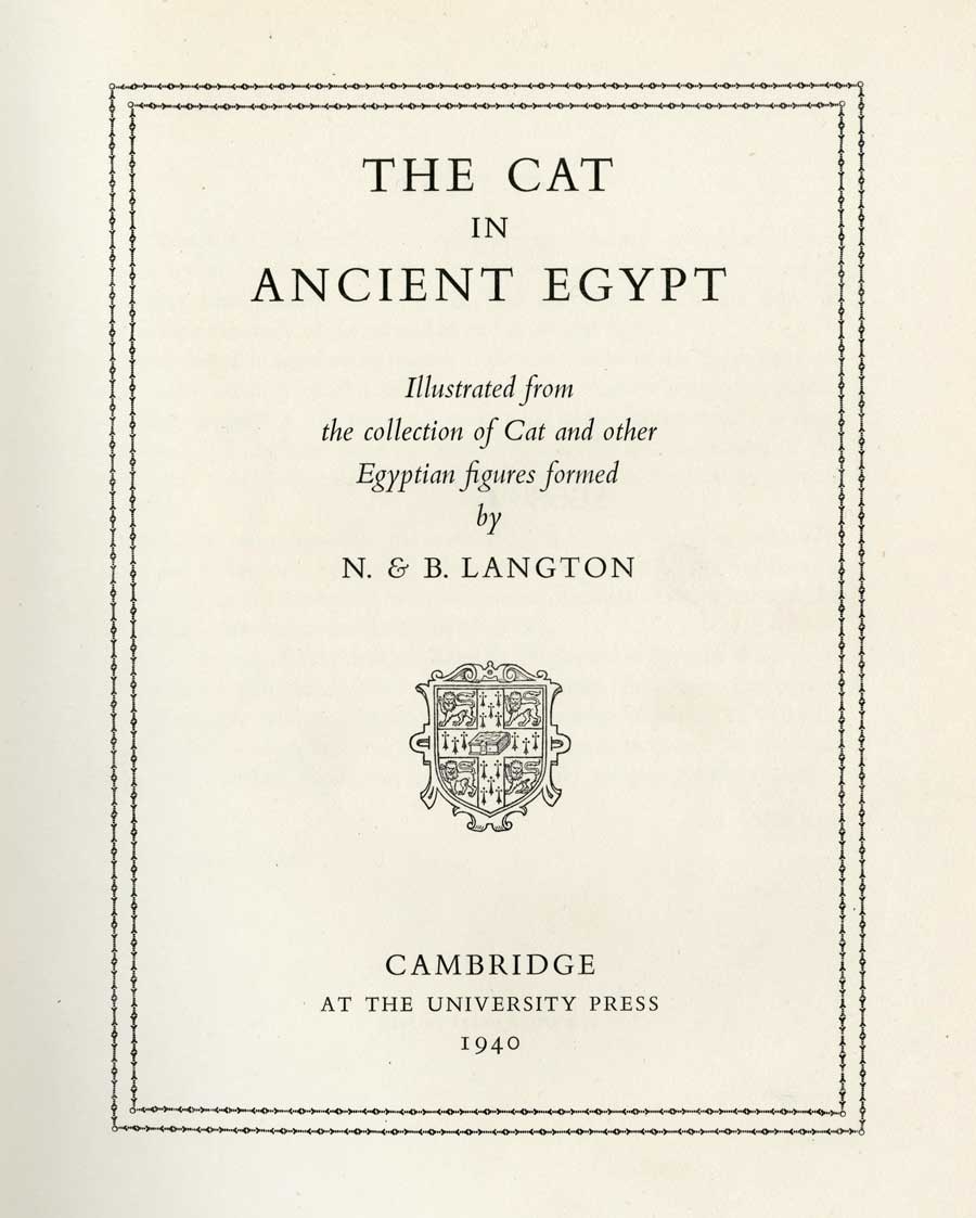 Title page from the George Peabody Library’s Cat in Ancient Egypt